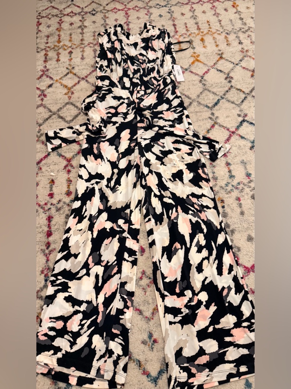 Donna Morgan Black, White & Blush Wide-Leg Jumpsuit